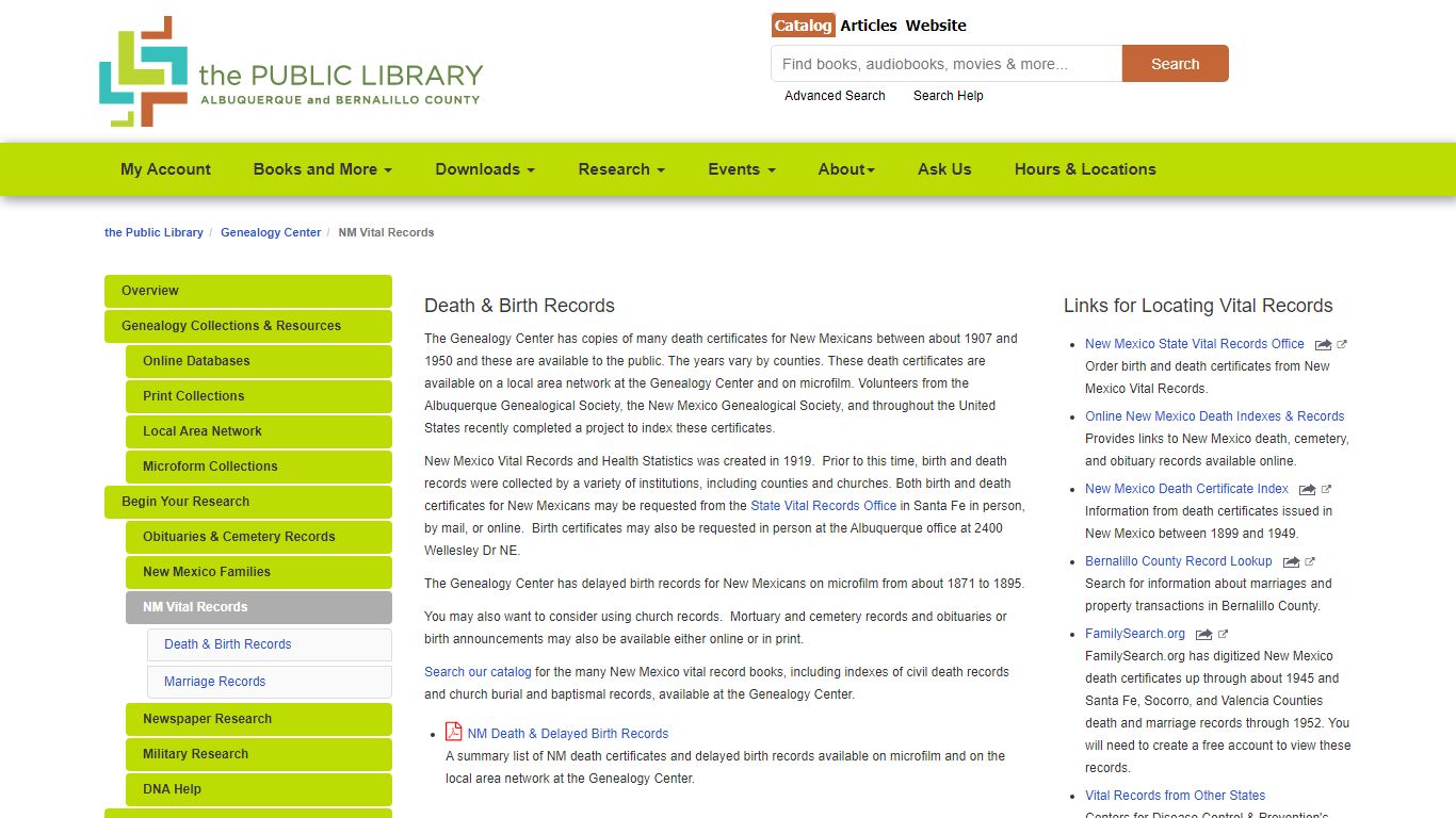 NM Vital Records - Genealogy Center - LibGuides at the ...